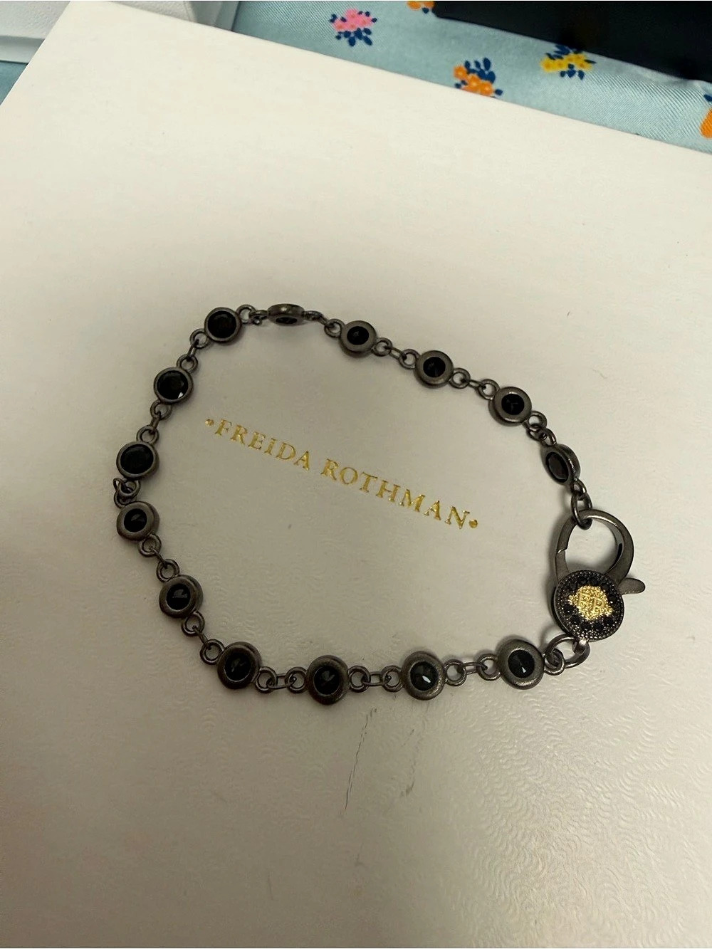 Freida Rothman Black Bezel Bracelet 7” – Black Pavé Statement Clasp